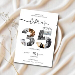 35th Birthday invitation canva template