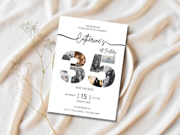 35th Birthday invitation canva template