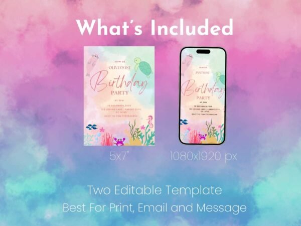 Editable-Oneder-the-Sea-Birthday-Invitation-template